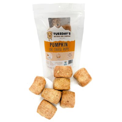Tuesday's Natural Pumpkin Yak Cheese Puffs Dog Treats 4 oz