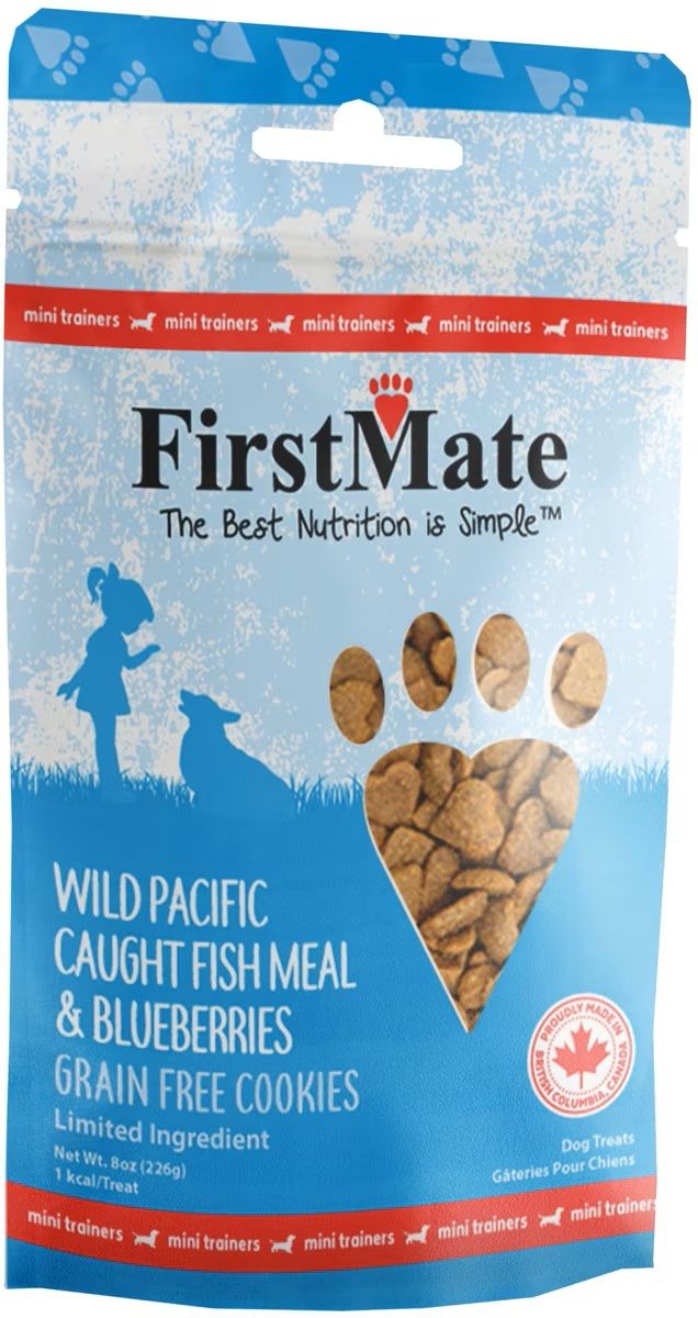 Firstmate Wild Pacific Caught Fish Meal &amp; Blueberries Mini Trainer Grain-Free Dog Treats 8 oz