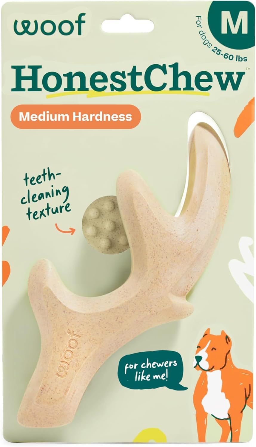 WOOF HonestChew Durable Plant-Based Antler Dog Toy – Medium