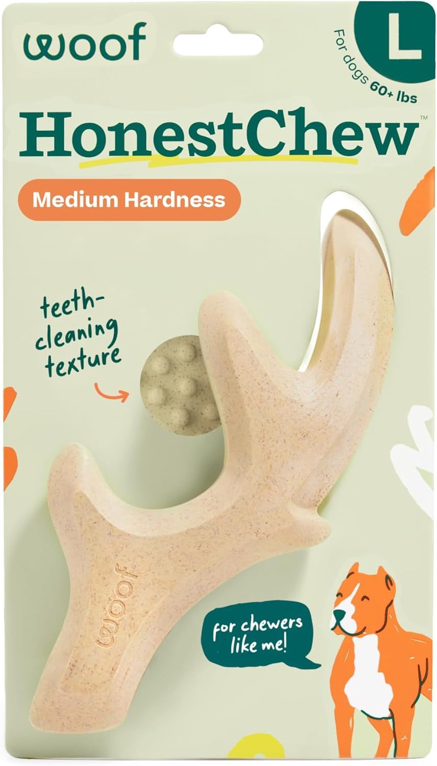 WOOF HonestChew Durable Plant-Based Antler Dog Toy – Large