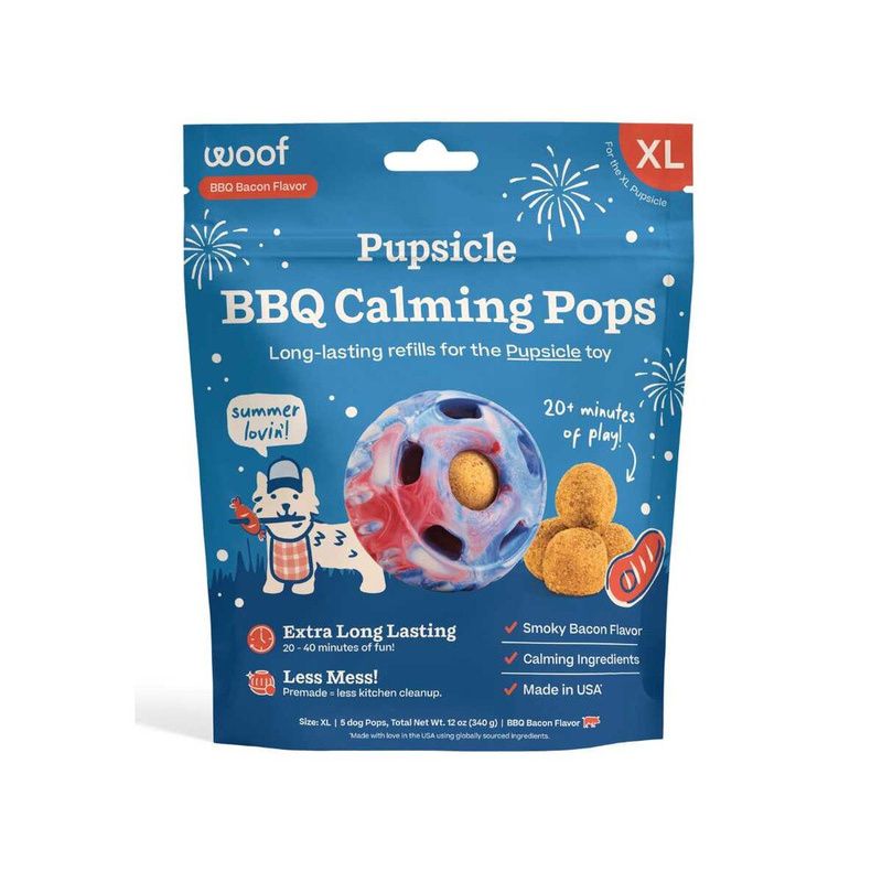 Woof Pupsicle Calming Pops Barbecue Flavor Refills Lickable Dog Treats Extra Large 12 oz
