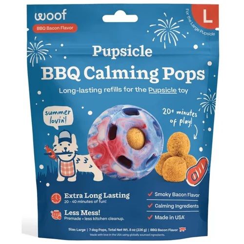 Woof Pupsicle Calming Pops Barbecue Flavor Refills Lickable Dog Treats Large 8 oz