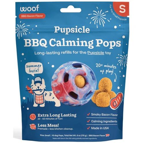 Woof Pupsicle Calming Pops Barbecue Flavor Refills Lickable Dog Treats Small 8 oz