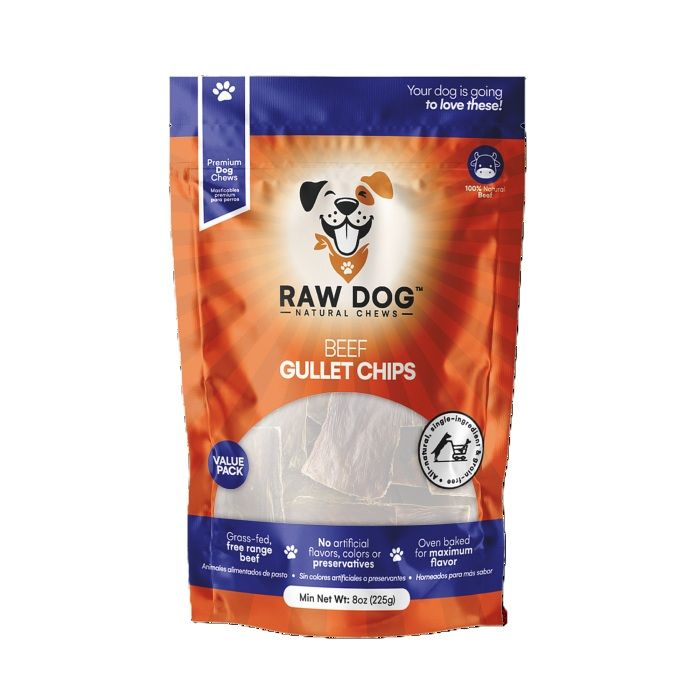 Raw Dog Natural Chews Beef Gullet Chips 8 oz