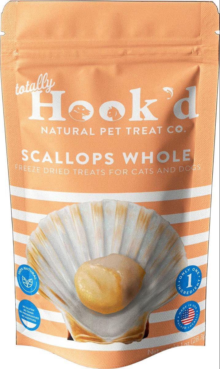 Totally Hooked Scallops Whole Freeze Dried Pet Food 1 oz
