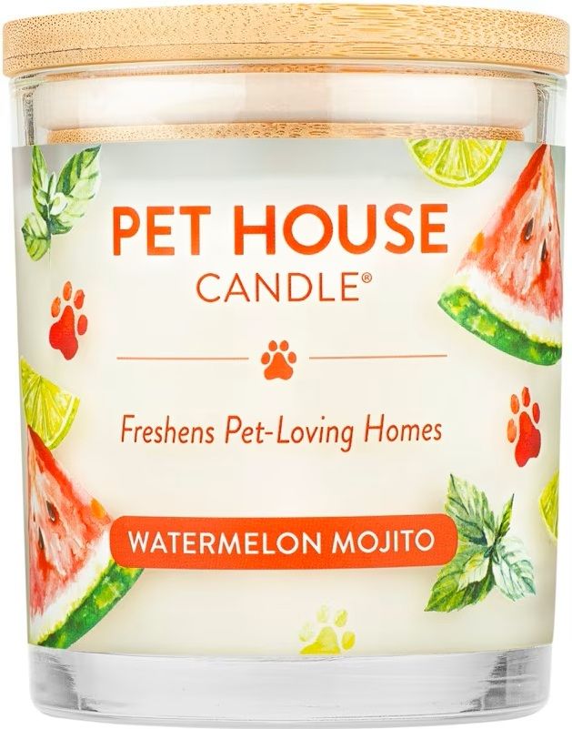 Pet House All Natural Pet Friendly Plant Based Soy Wax Candle Watermelon Mojito Scented 9 oz