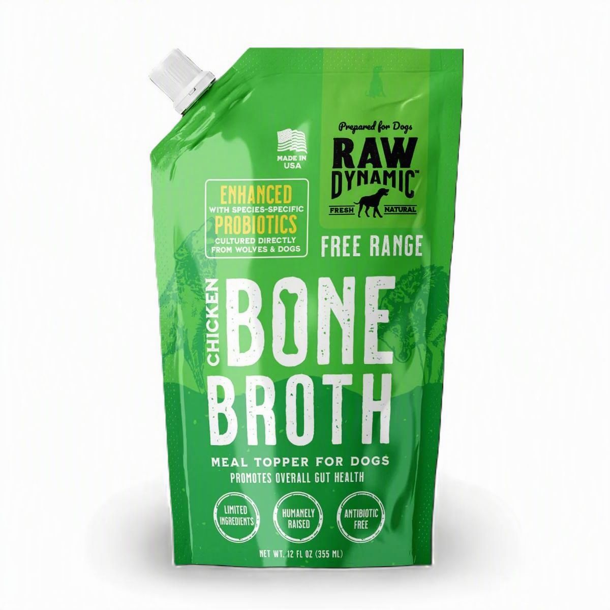 Raw Dynamic Free Range Chicken Bone Broth For Dogs 12 oz