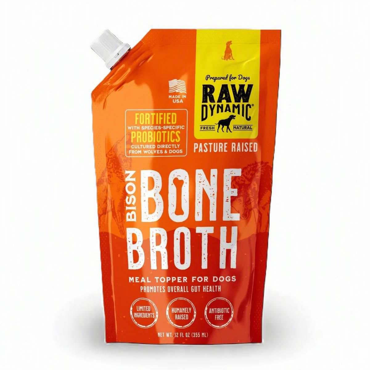 Raw Dynamic Pasture Raised Bison Bone Broth For Dogs 12 oz
