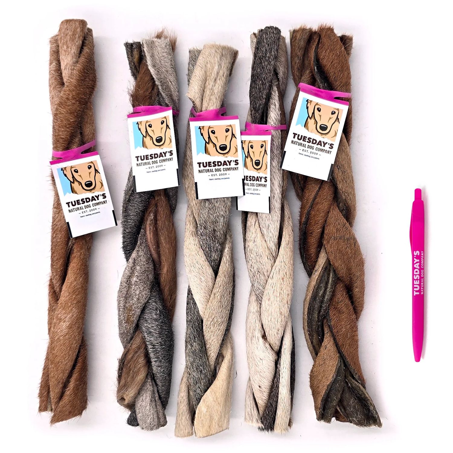 Tuesday's Natural Furry Braided Collagen Dog Chews 12 inches