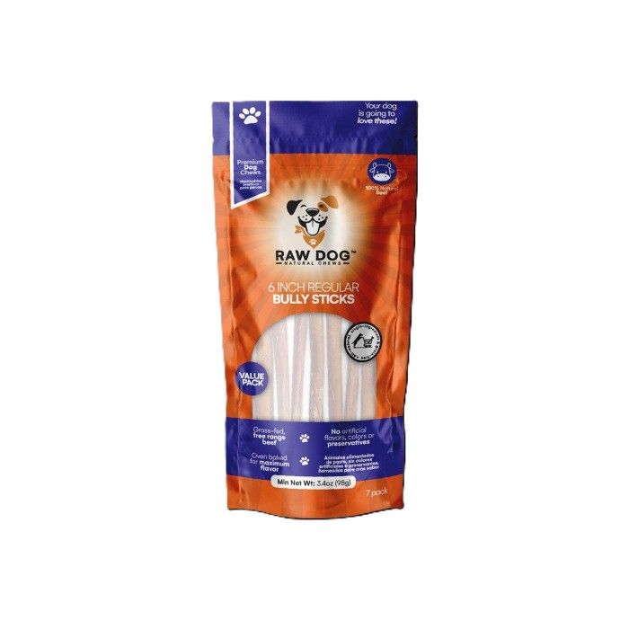 Raw Dog Low Odor Regular Bully Sticks 6 inch 7 Pack