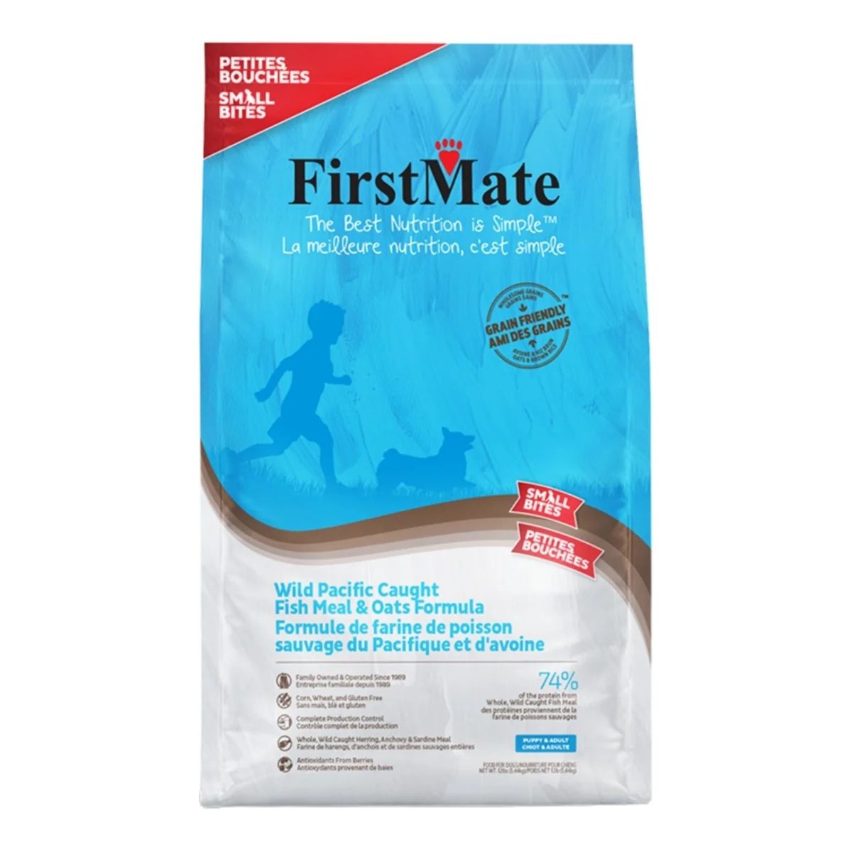 FirstMate Grain-Friendly Pacific Ocean Fish Meal &amp; Oats Formula Small Bites 4 lbs