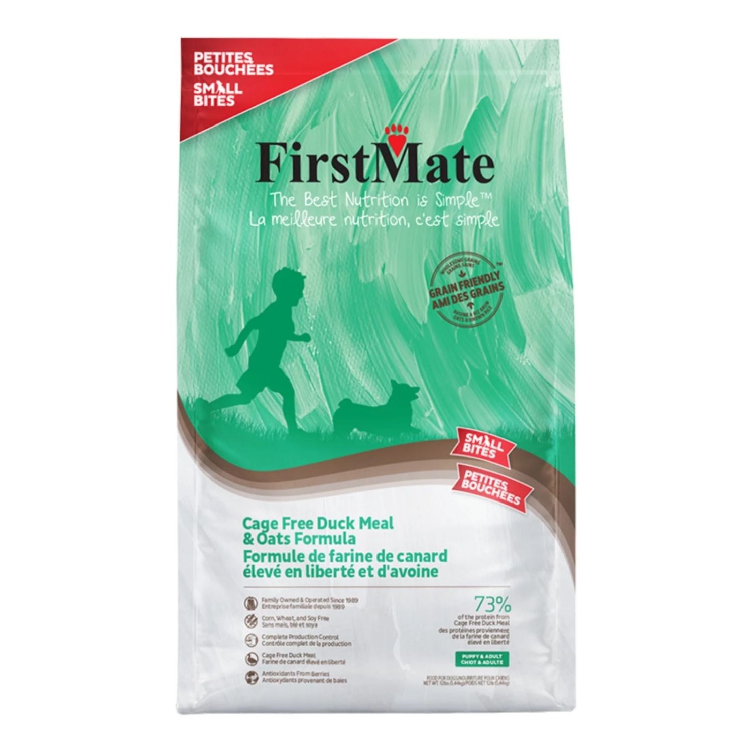 FirstMate Grain-Friendly Cage-Free Duck &amp; Oats Formula Small Bites 4 lbs