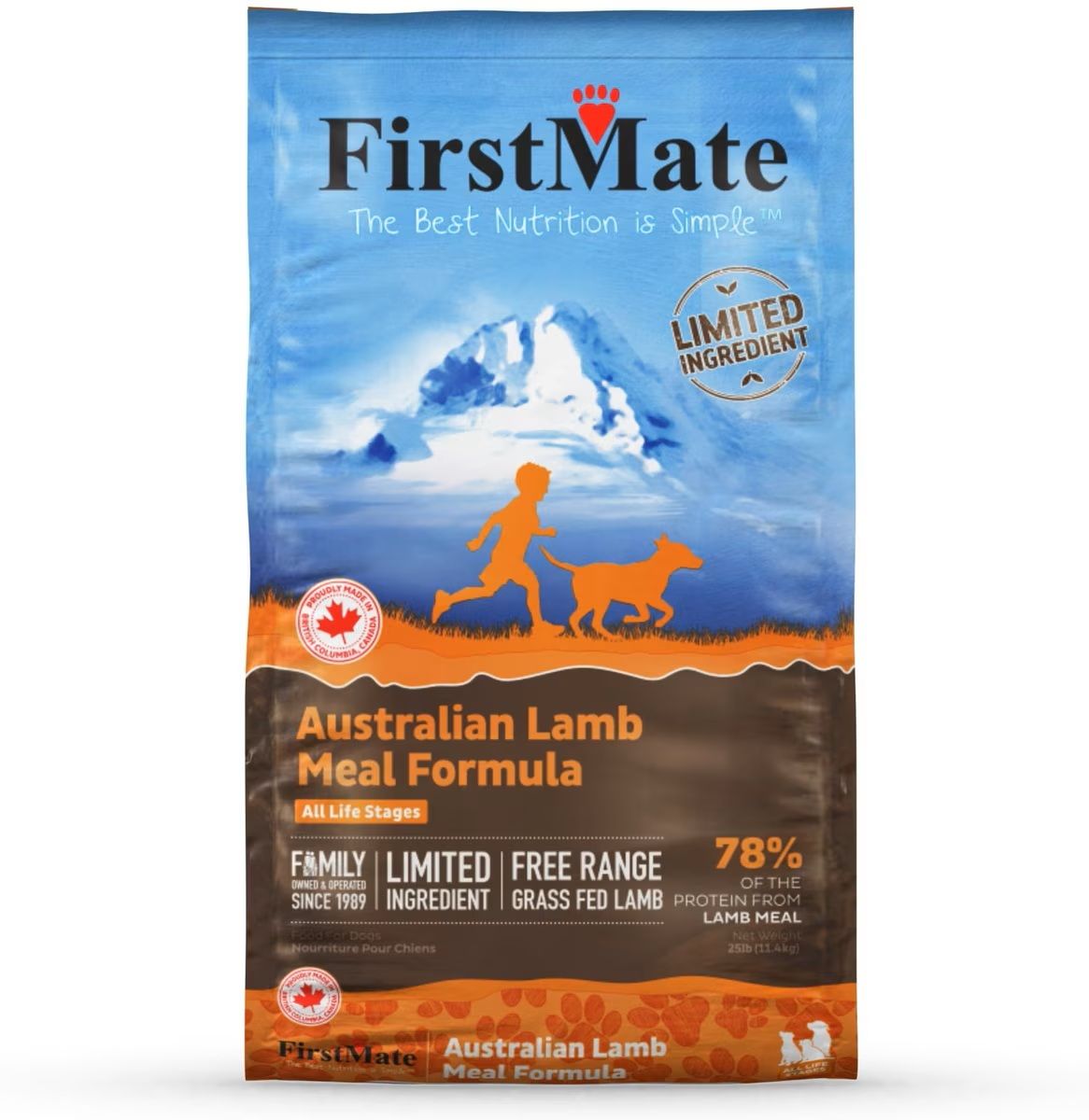 First Mate Grain-Free Limited Ingredient Australian Lamb Formula Dry Dog Food 25 lbs