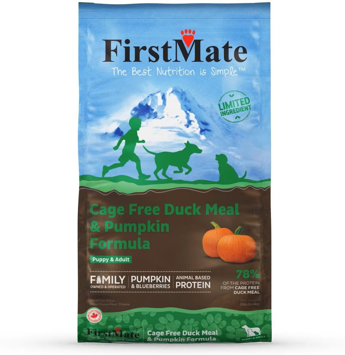 FirstMate Grain-Free Limited Ingredient Duck &amp; Pumpkin Formula Dry Dog Food 25 lbs