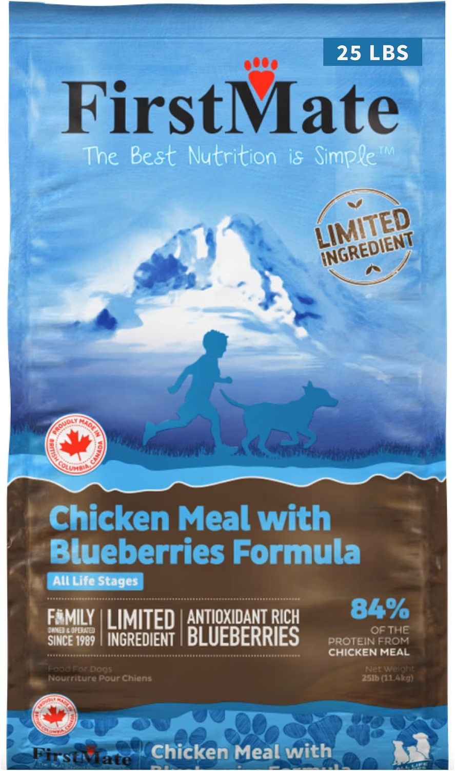 First Mate Grain-Free Limited Ingredient Chicken with Blueberries Formula Dry Dog Food 25 lbs