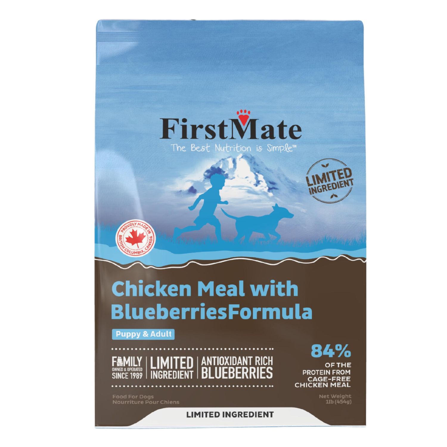 First Mate Grain-Free Limited Ingredient Chicken with Blueberries Formula Dry Dog Food 1 lbs