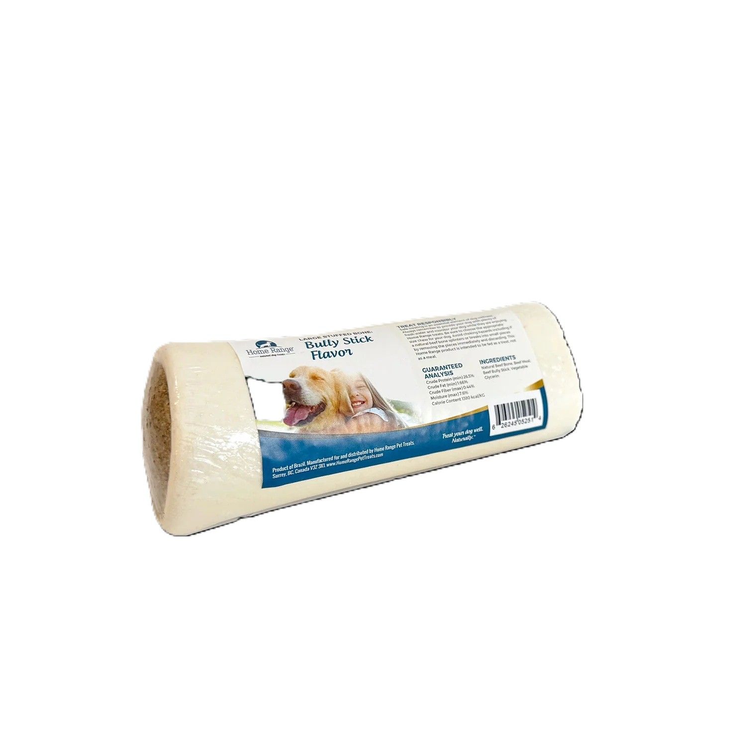 Home Range Stuffed Bone Bully Stick Dog Treat 6 inches