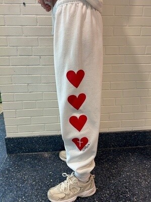 WHITE YOUTH SWEATPANTS WITH HEART
