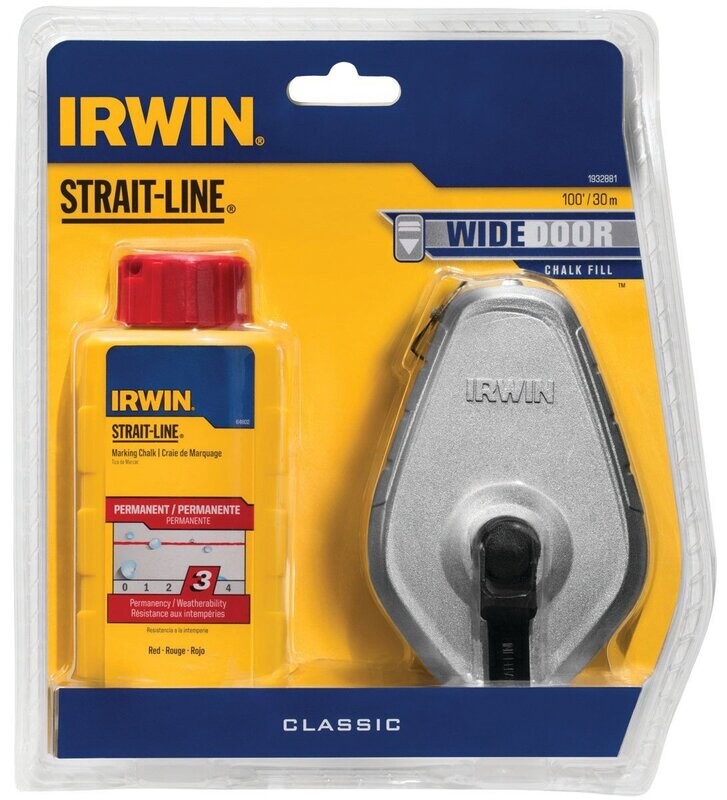 IRWIN 1932881 Chalk Reel, 2 oz Chalk, 100 ft L Line