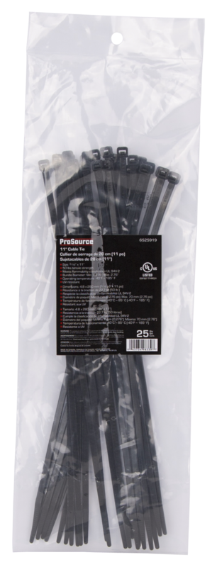 Prosource CV280W-253L Cable Tie, Nylon, Black*