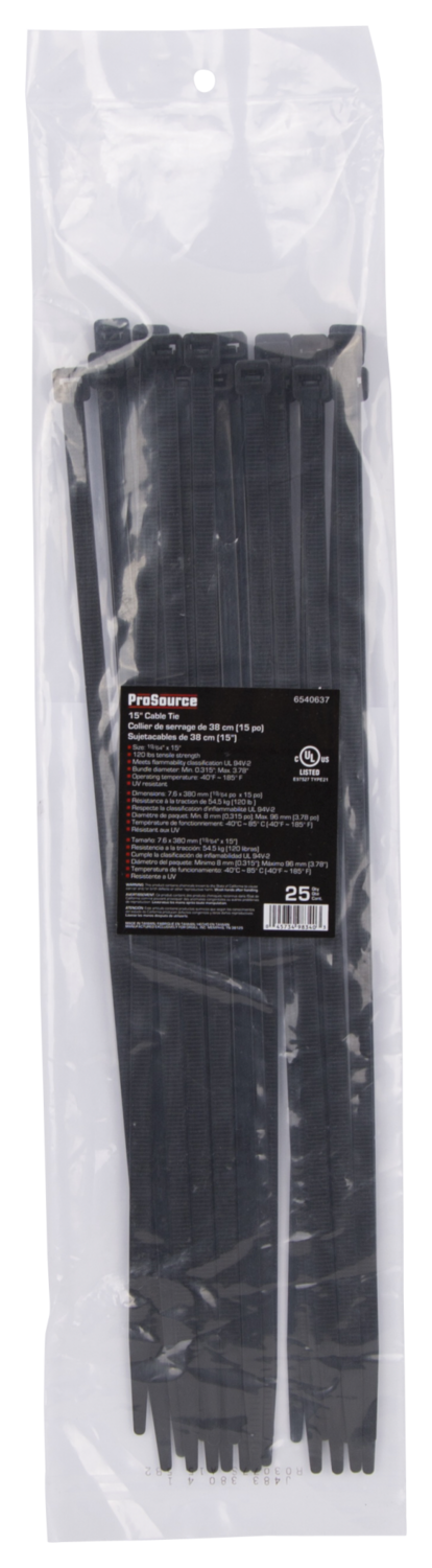 Prosource CV380W-253L Cable Tie, Nylon, Black*