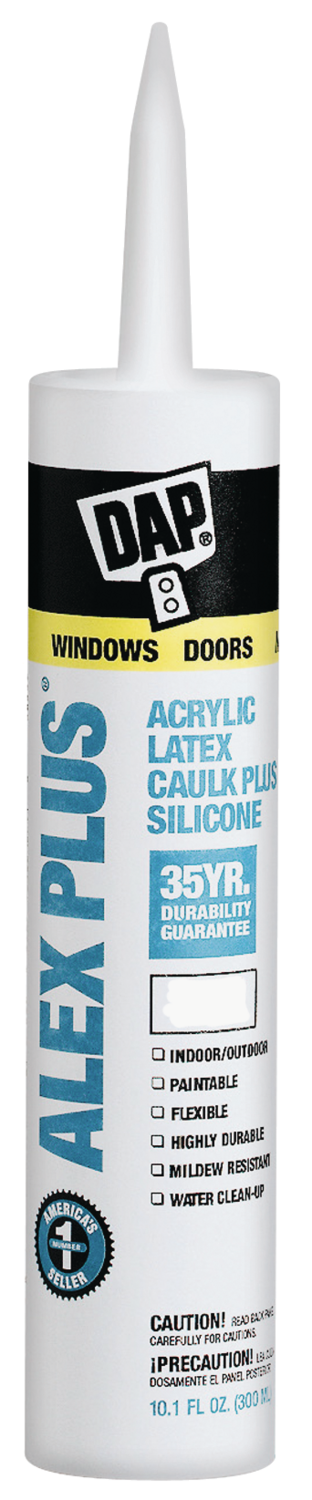 DAP ALEX PLUS 18156 Acrylic Latex Caulk with Silicone, Clear, 10.1 fl-oz Cartridge*