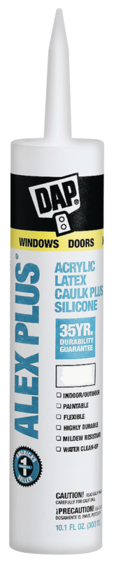 DAP ALEX PLUS 18156 Acrylic Latex Caulk with Silicone, Clear, 10.1 fl-oz Cartridge*