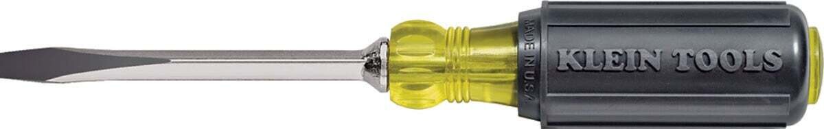 Klein Tools 600-4 Heavy-Duty Screwdriver, 1/4 in Drive, Keystone Drive, 8-11/32 in OAL, Black Handle