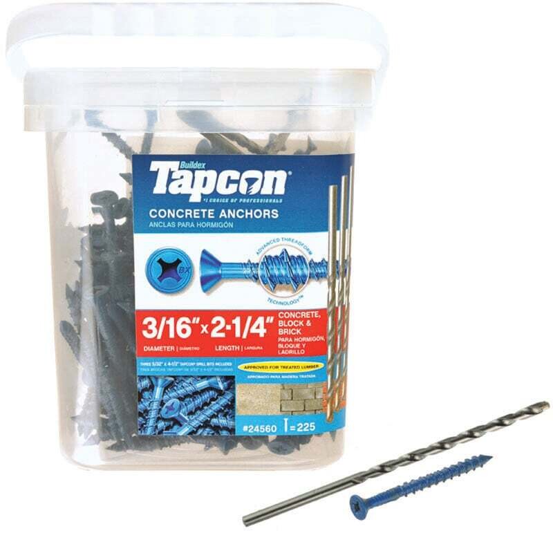 Buildex Tapcon 24560 Concrete Screw Anchor, 3/16 in Drive