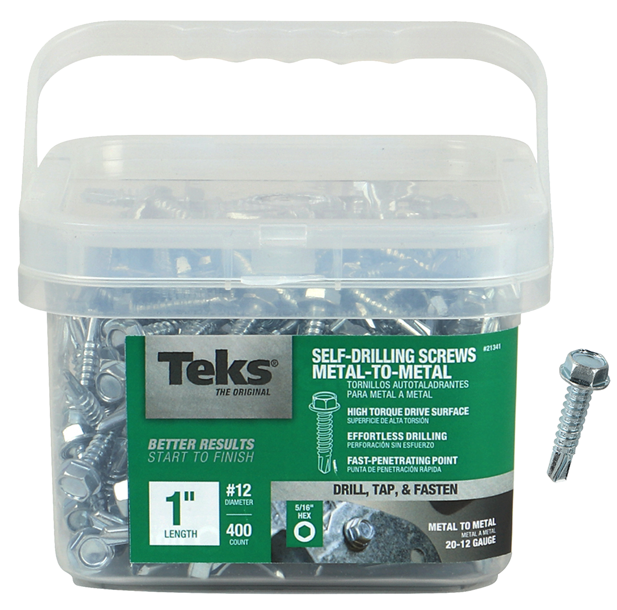 Teks 21341 Self-Tapping Screw, #12 Thread, Self-Drill Point*
