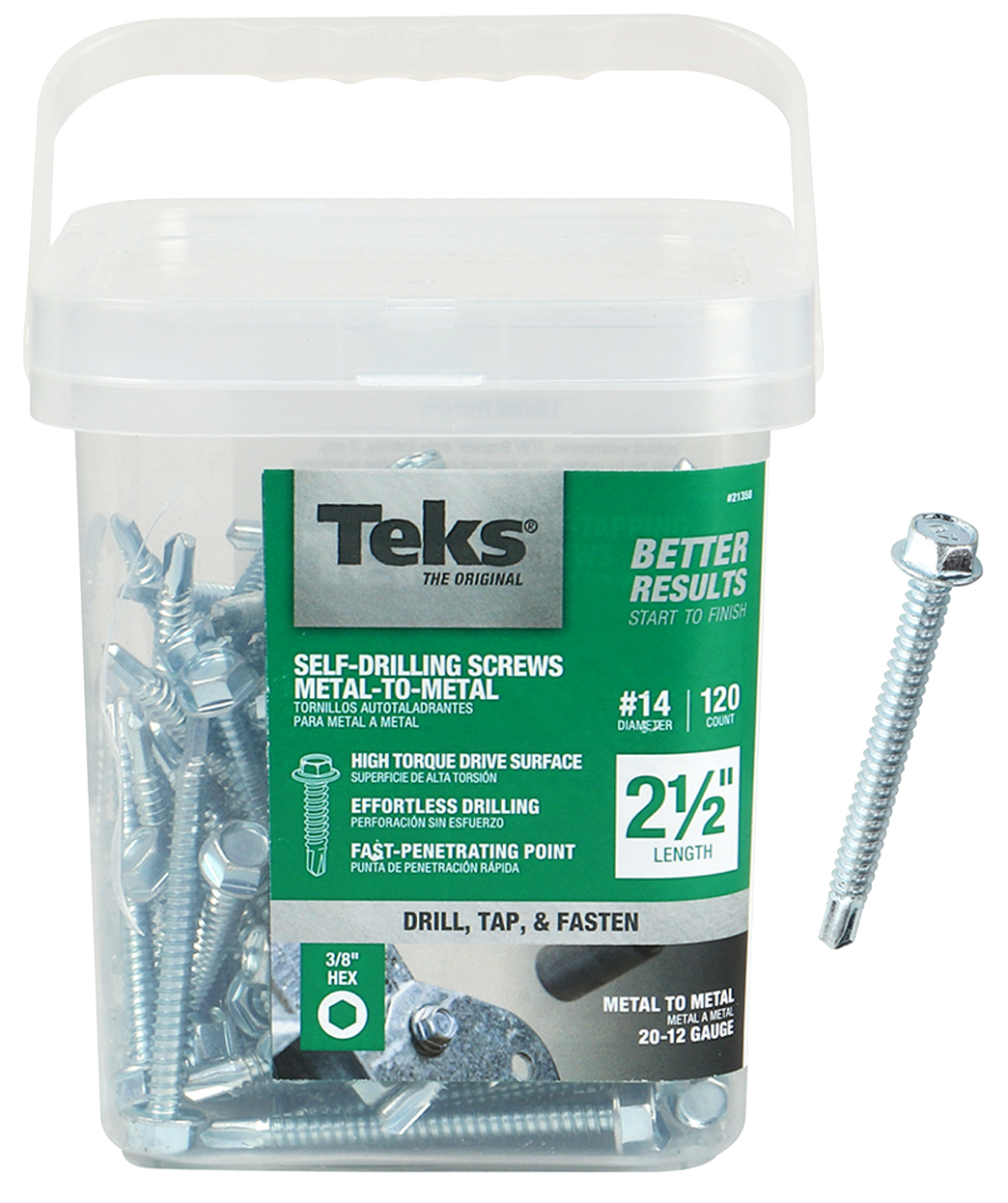 Teks 21358 Self-Tapping Screw, #14 Thread, Self-Drill Point*