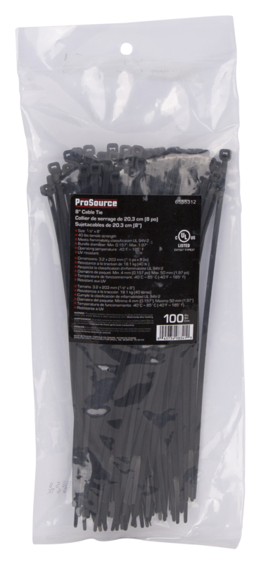 Prosource CV200SW-1003L Cable Tie, Nylon, Black*