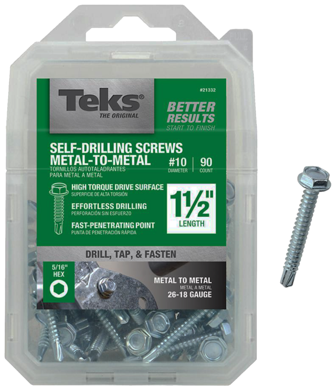 Teks 21332 Self-Tapping Screw, #10 Thread, Coarse, 5/16 in Drive, Self-Drill Point*