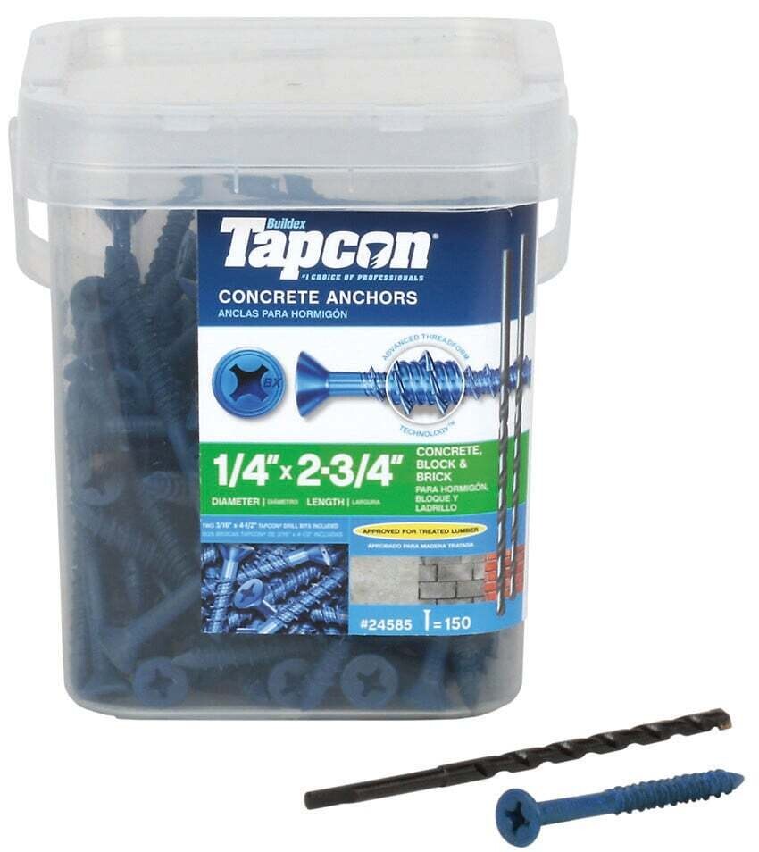Buildex Tapcon 24585 Concrete Screw Anchor, 1/4 in Drive
