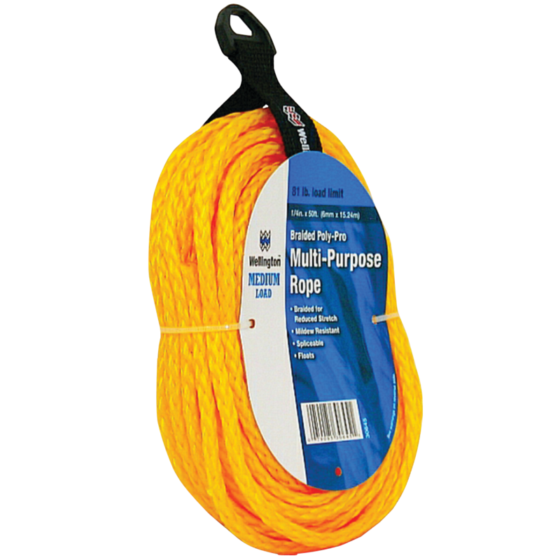 Wellington 30645 Rope, 81 lb Working Load Limit, 50 ft L, 1/4 in Dia, Polypropylene