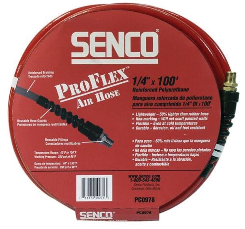 SENCO PC0978 Air Hose, 1/4 in OD, MPT, Polyurethane*