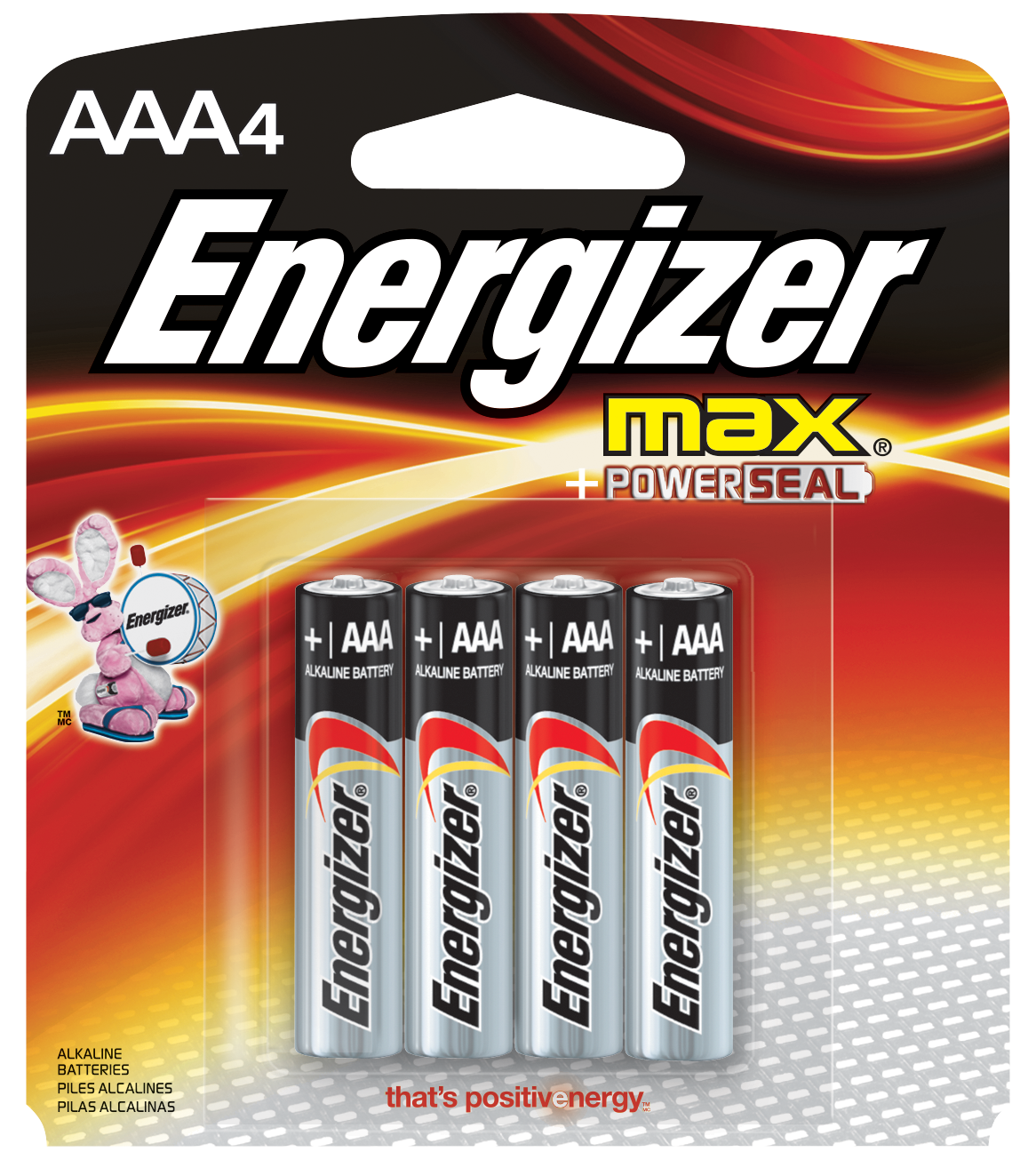 Energizer E92BP-4 Alkaline Battery, AAA Battery, Zinc, Manganese Dioxide, 1.5 V Battery