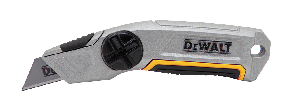 Dewalt DWHT10246 Fixed Blade Knife, 2-1/2 in Carbon Steel Utility Blade, 6 in Ergonomic Steel Silver Handle, 3 Blades