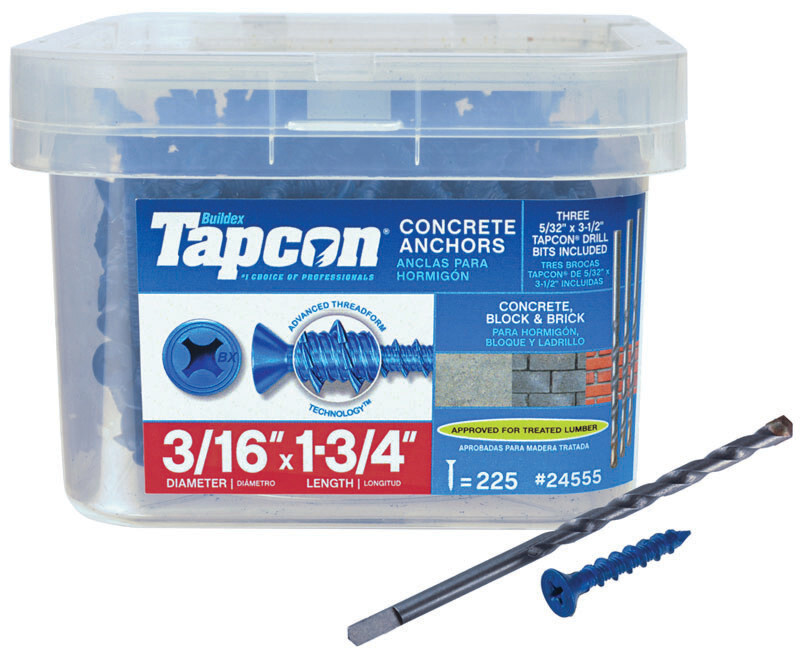 Buildex Tapcon 24555 Concrete Screw Anchor, 3/16 in Drive*
