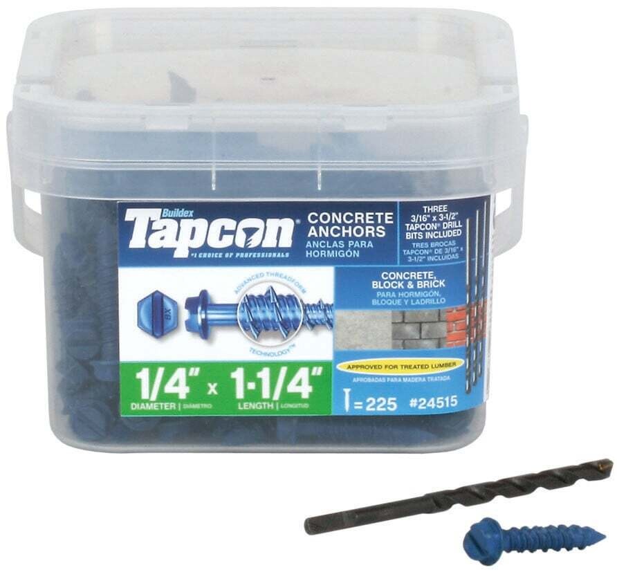 Buildex Tapcon 24515 Concrete Screw Anchor, 1/4 in Drive*