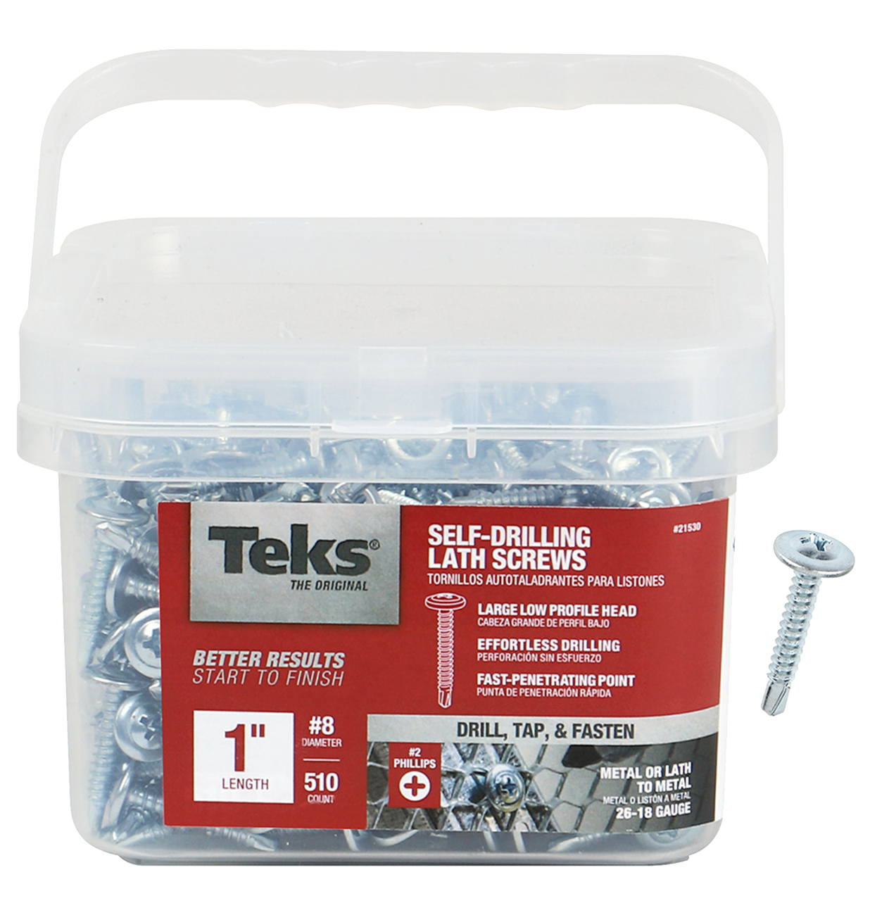 Teks 21530 Lath Screw, #8 Thread, #2 Drive, Drill Point