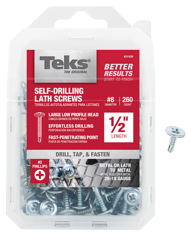 Teks 21520 Lath Screw, #8 Thread, #2 Drive, Drill Point