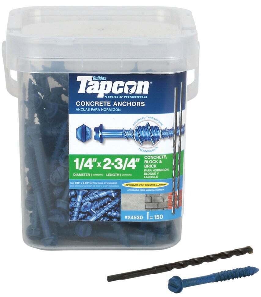 Buildex Tapcon 24530 Concrete Screw Anchor, 1/4 in Drive