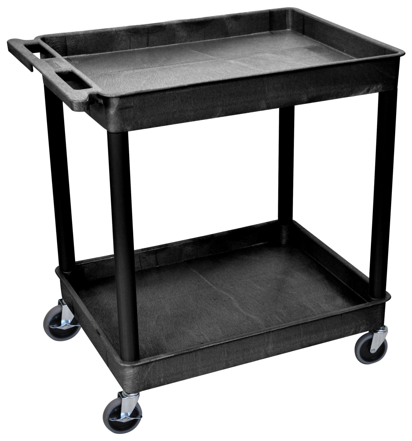 LUXOR TC11-B Utility Tub Cart, 400 lb Weight Capacity, 2-Shelf, Black