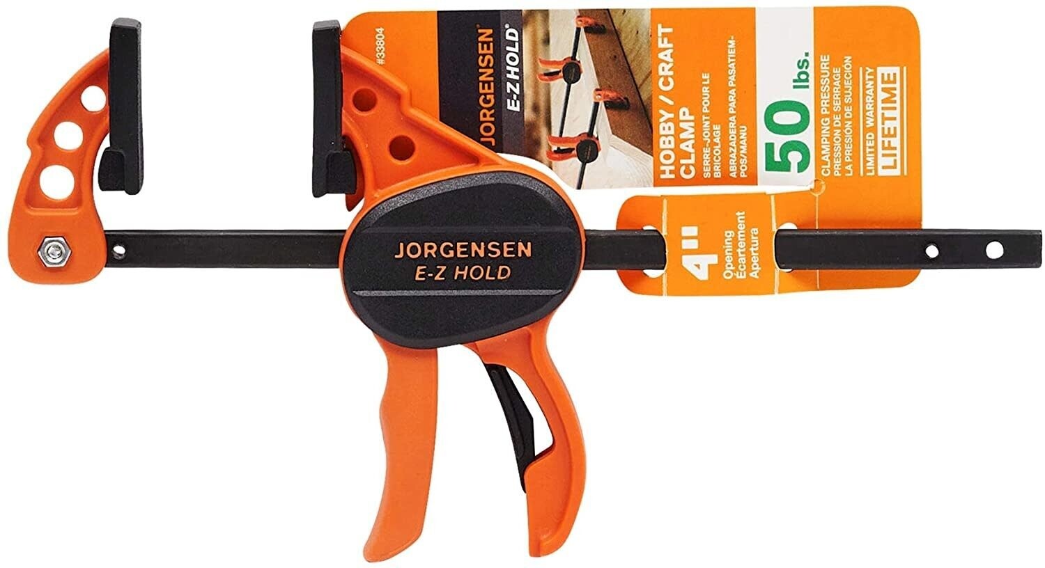 Jorgensen 33804 E-Z HOLD 4-Inch Hobby/Craft Clamp, black/brown