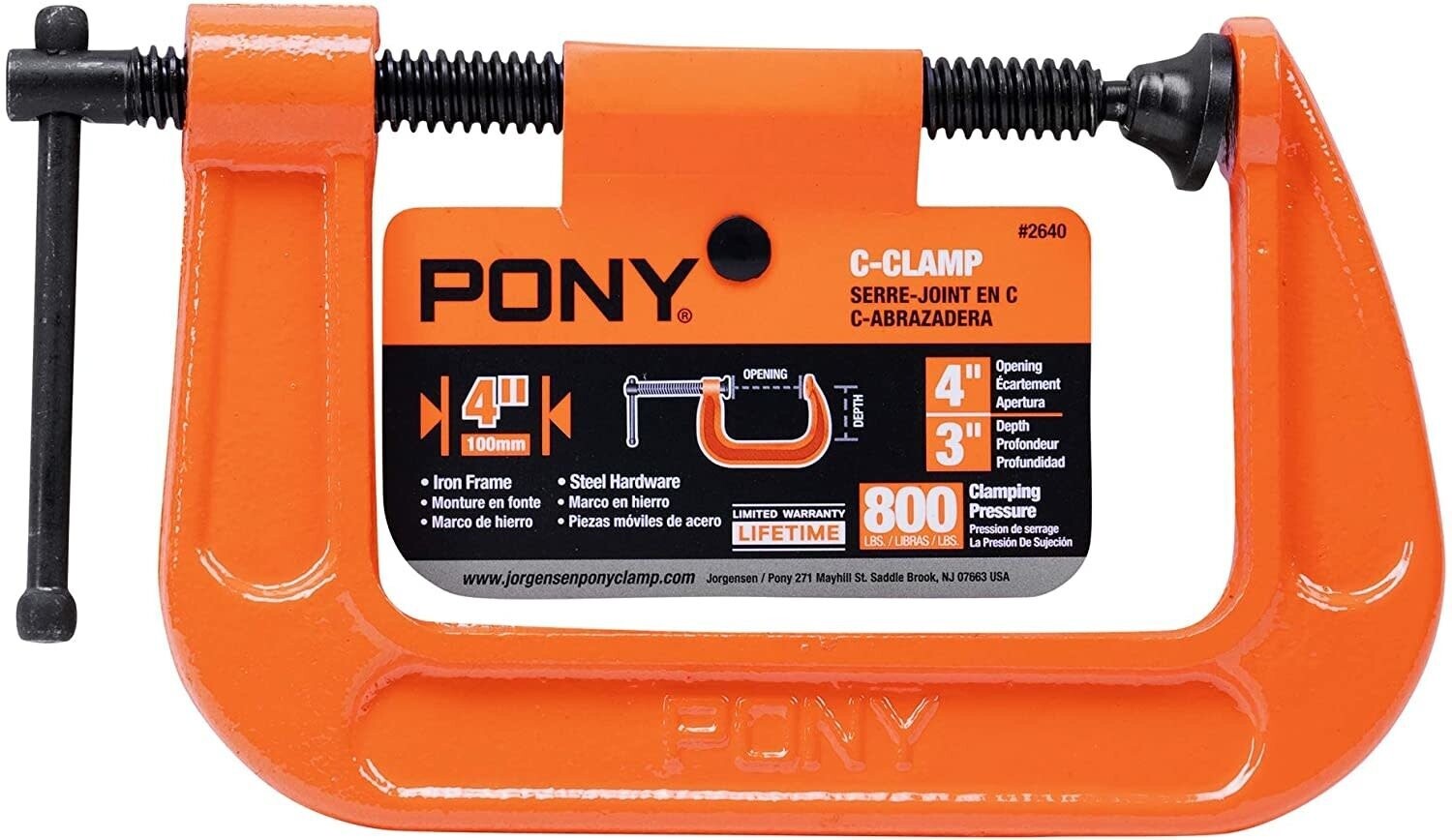 Pony Jorgensen - POJ2640 2640 4-Inch C-Clamp, Orange