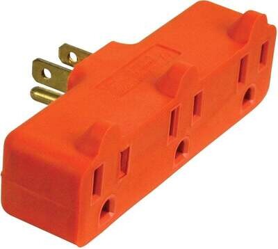 PowerZone ORAD0100 Grounded Outlet Tap, 3-Outlet, Orange*