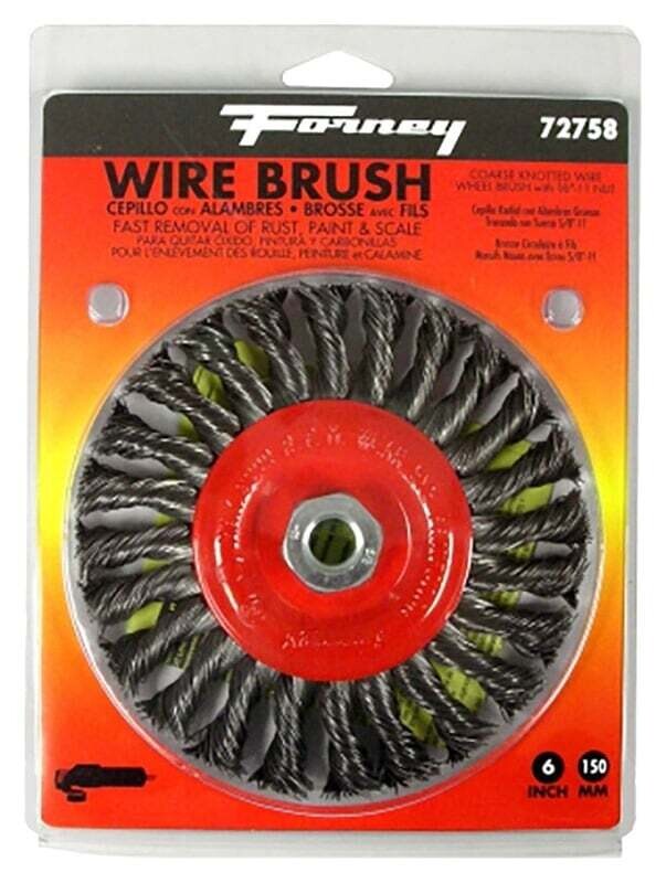 Forney 72758 Wire Wheel Brush, 6 in Dia, 5/8-11 Arbor/Shank, 0.02 in Dia Bristle