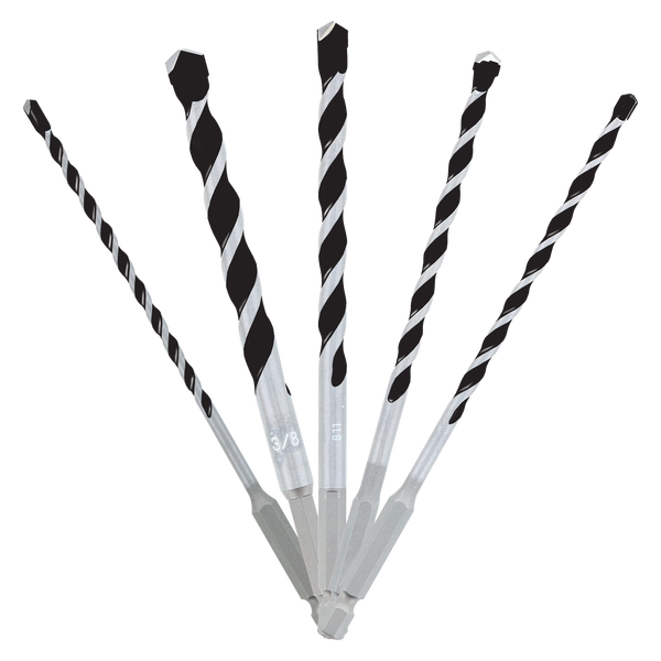 5 pc Multi-Material Carbide Tipped Hammer Drill Bit Set (5-Piece)