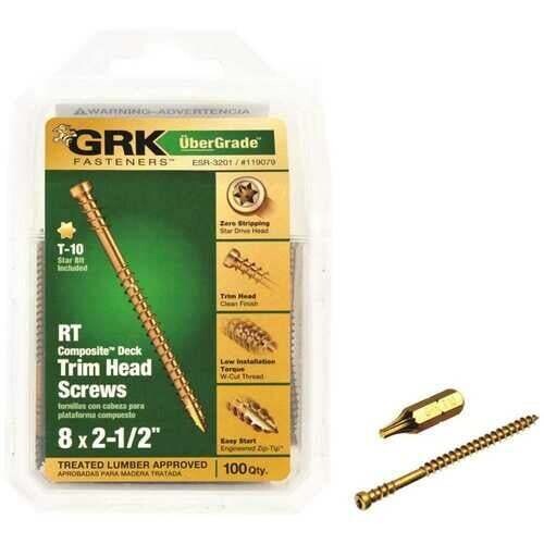 GRK Fasteners 119079 #8 x 2-1/2 in. Star Drive Composite Trim Head Screw
